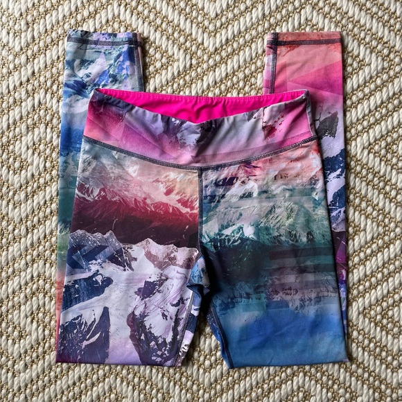 Live Love Dream Mountain Landscape Print Leggings Scenic Colorful M - Picture 3 of 7